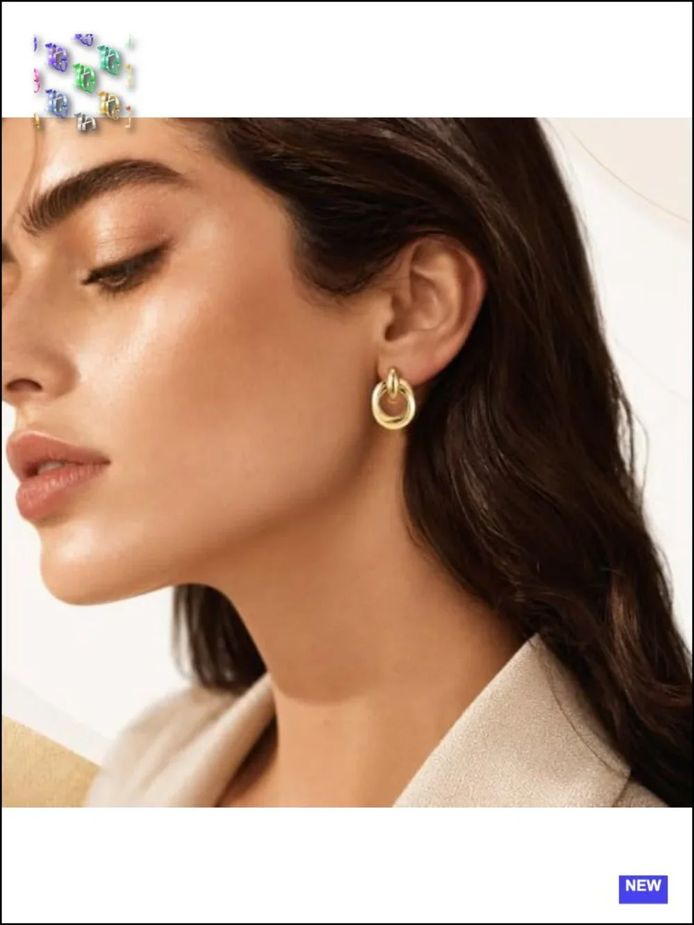 6 Pairs Gold Plated Dangle Earrings, Chunky Geometric Knot Drop Statement